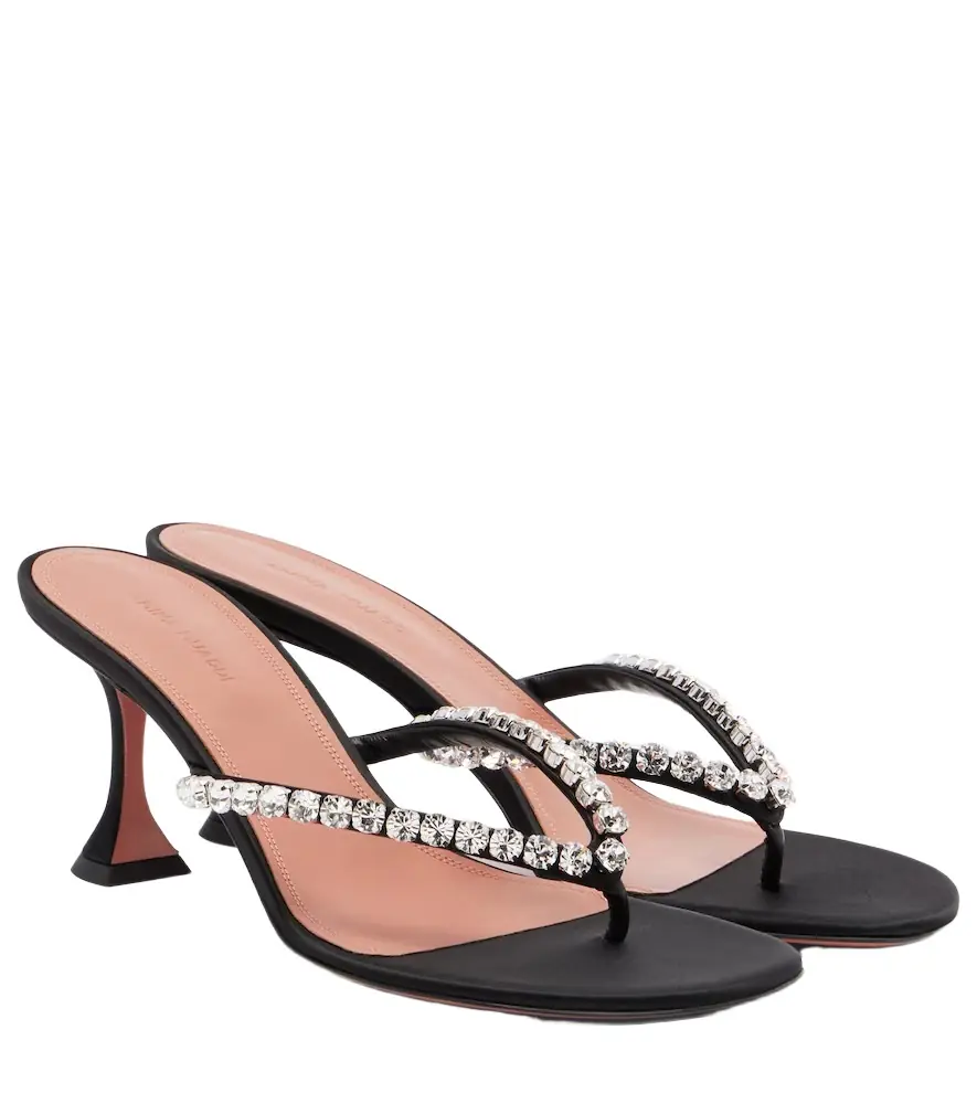 Amina Muaddi Gigi embellished satin thong sandals