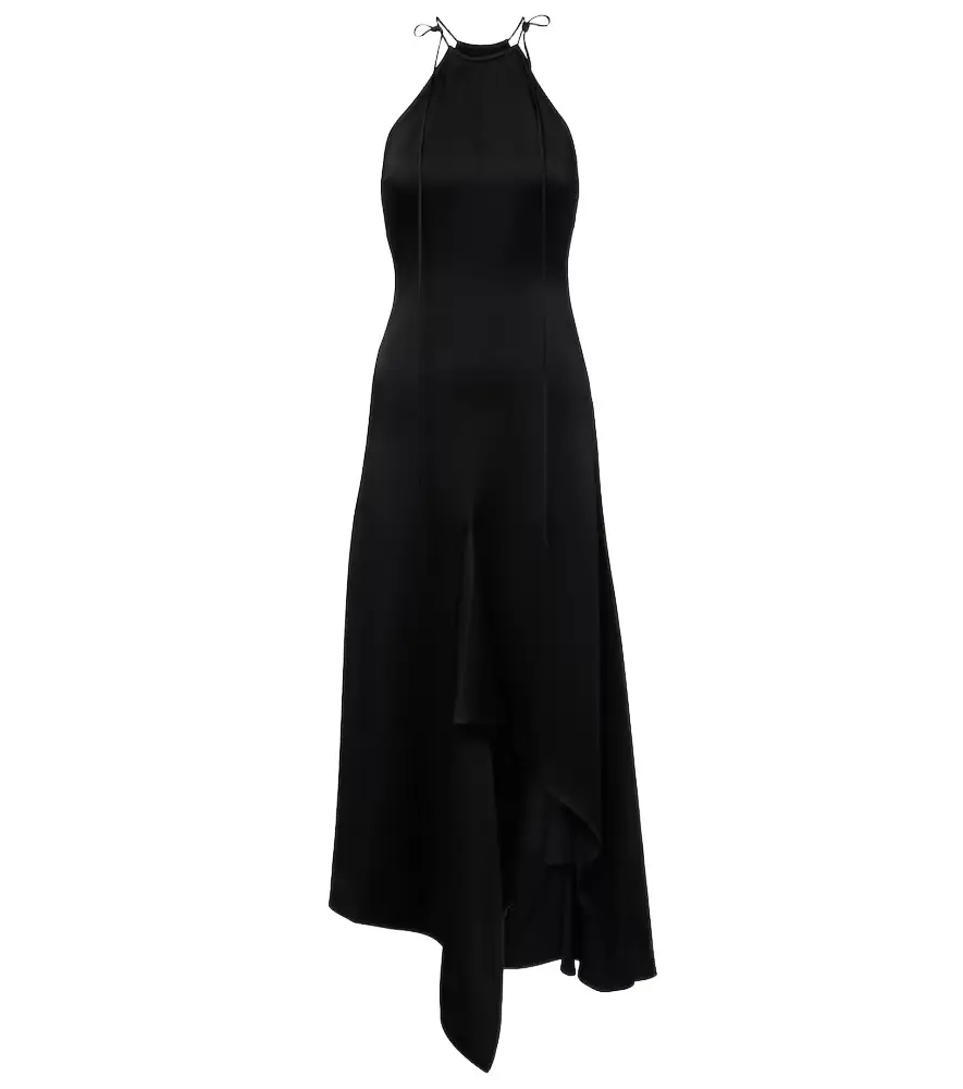 Victoria Beckham Asymmetric crêpe satin midi dress