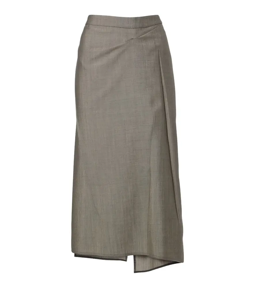 Victoria Beckham Draped wool and mohair midi skirt