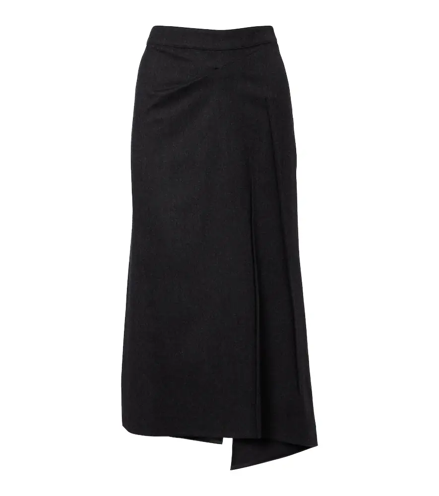 Victoria Beckham Draped virgin wool midi skirt