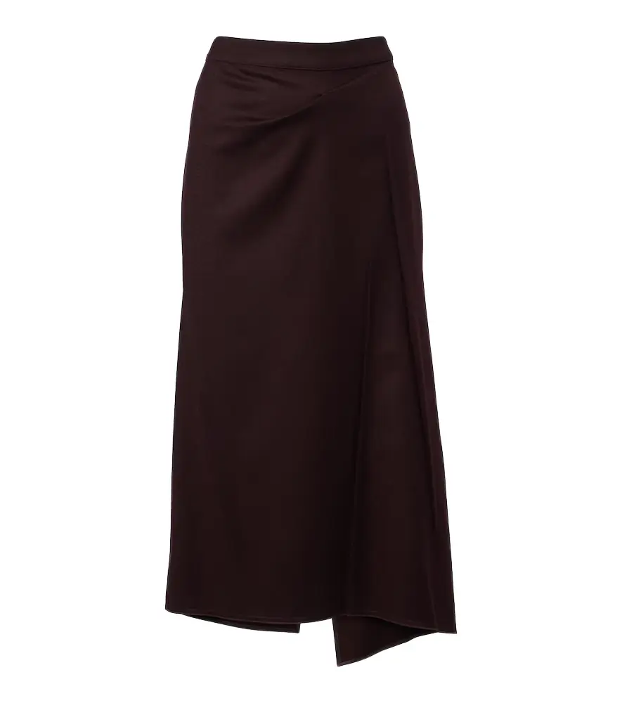 Victoria Beckham Draped virgin wool midi skirt