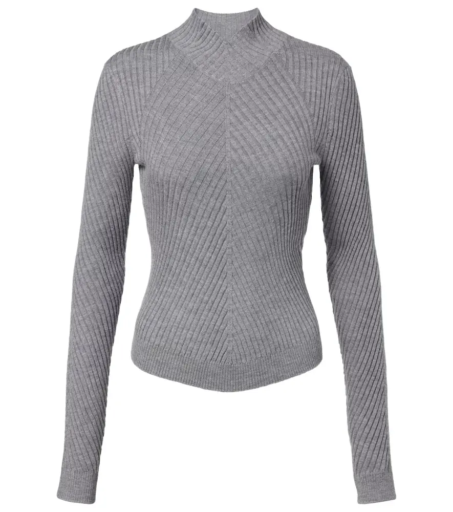 Victoria Beckham Georgia ribbed-knit wool top