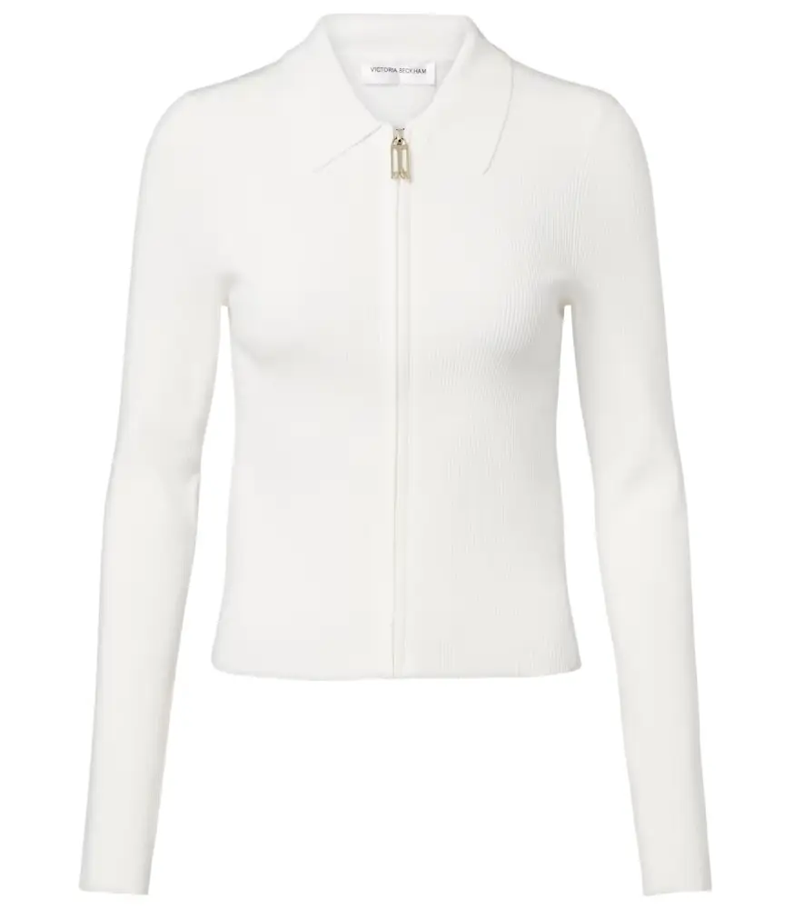 Victoria Beckham Mila ribbed-knit zip-up top