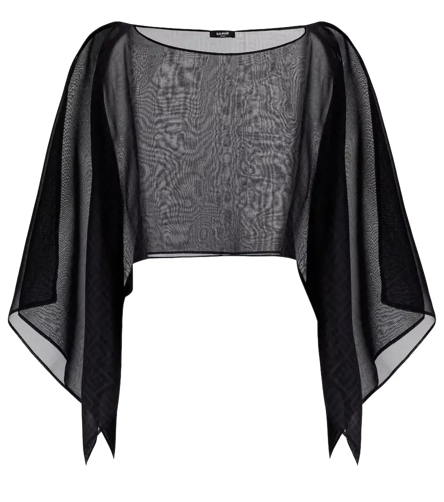 Balmain Monogram sheer silk crop top