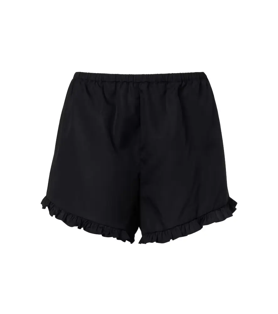Hunza G Frill cotton poplin shorts