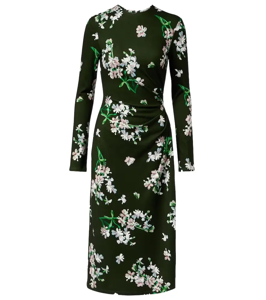 Erdem Draped floral midi dress