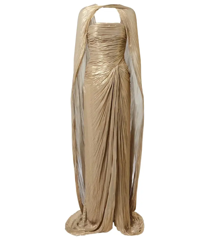 Marmar Halim Caped pleated bustier gown