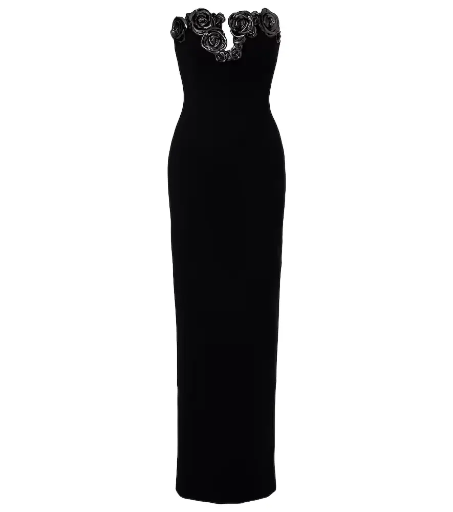 Rachel Gilbert Mirage floral-appliqué bustier gown