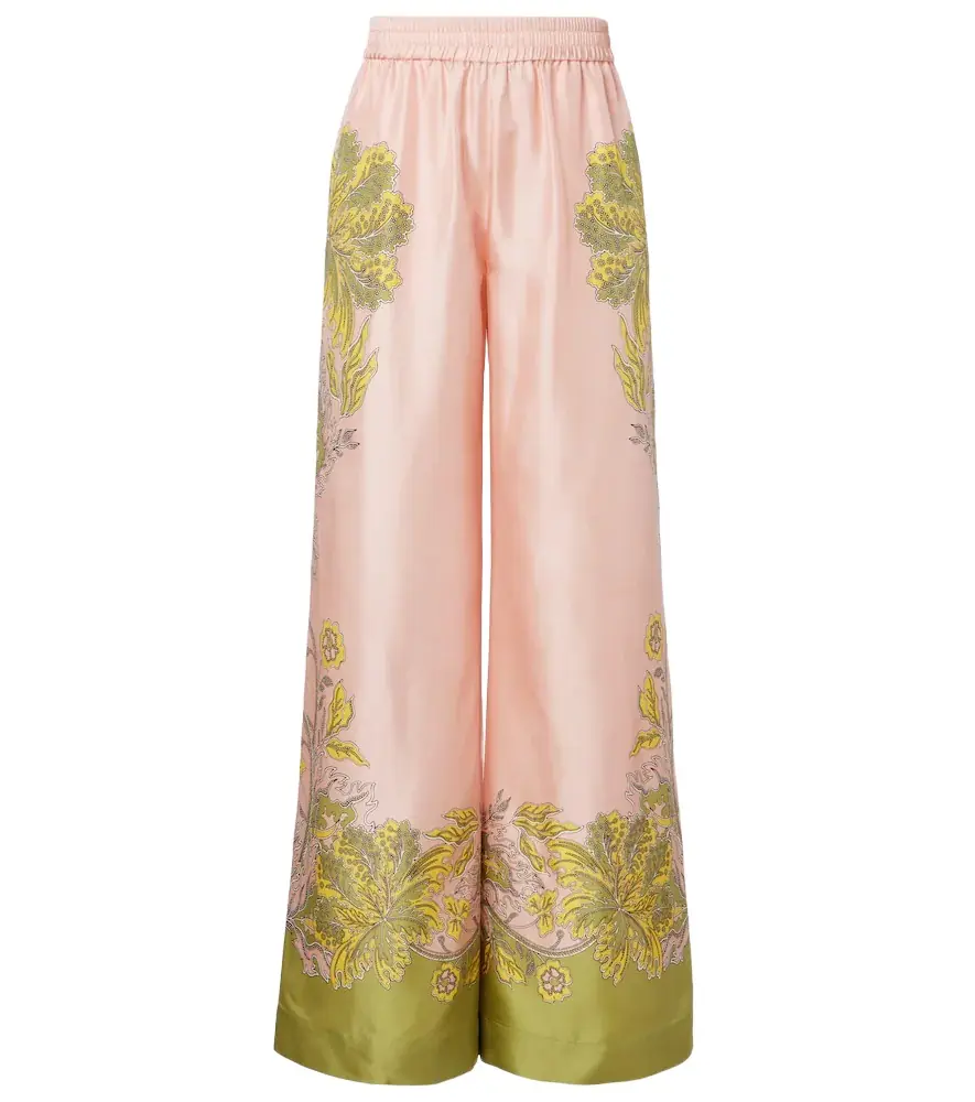 La DoubleJ Floral silk twill palazzo pants