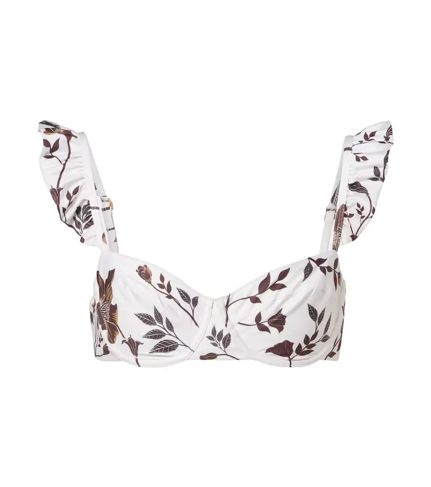 Agua by Agua Bendita Kiwi floral ruffled bikini top
