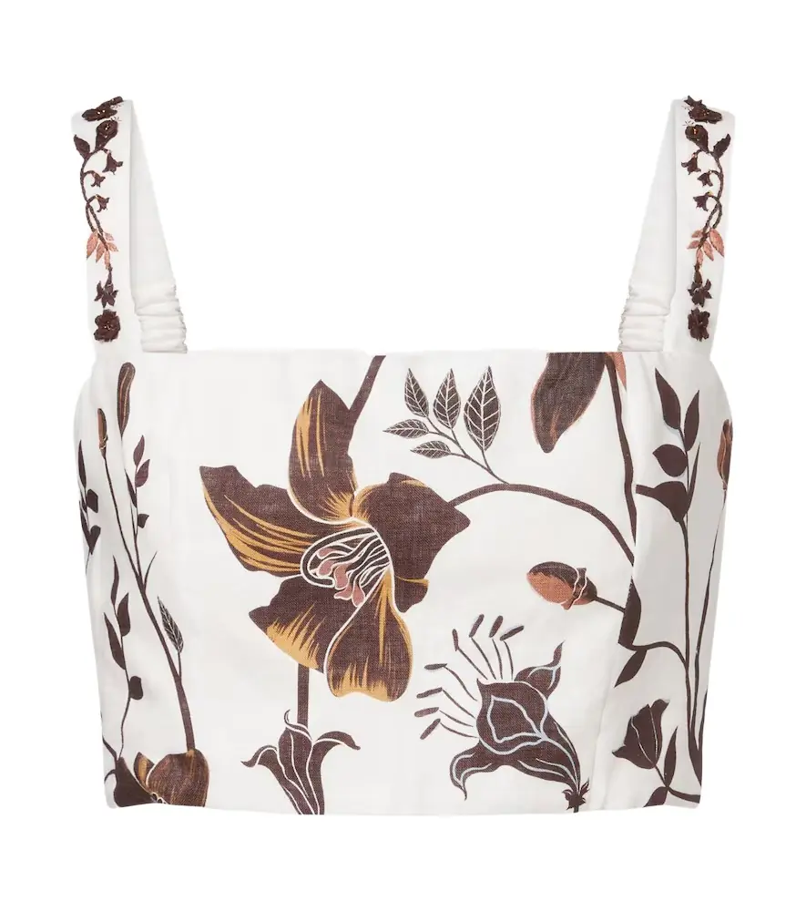 Agua by Agua Bendita Cacao floral linen crop top