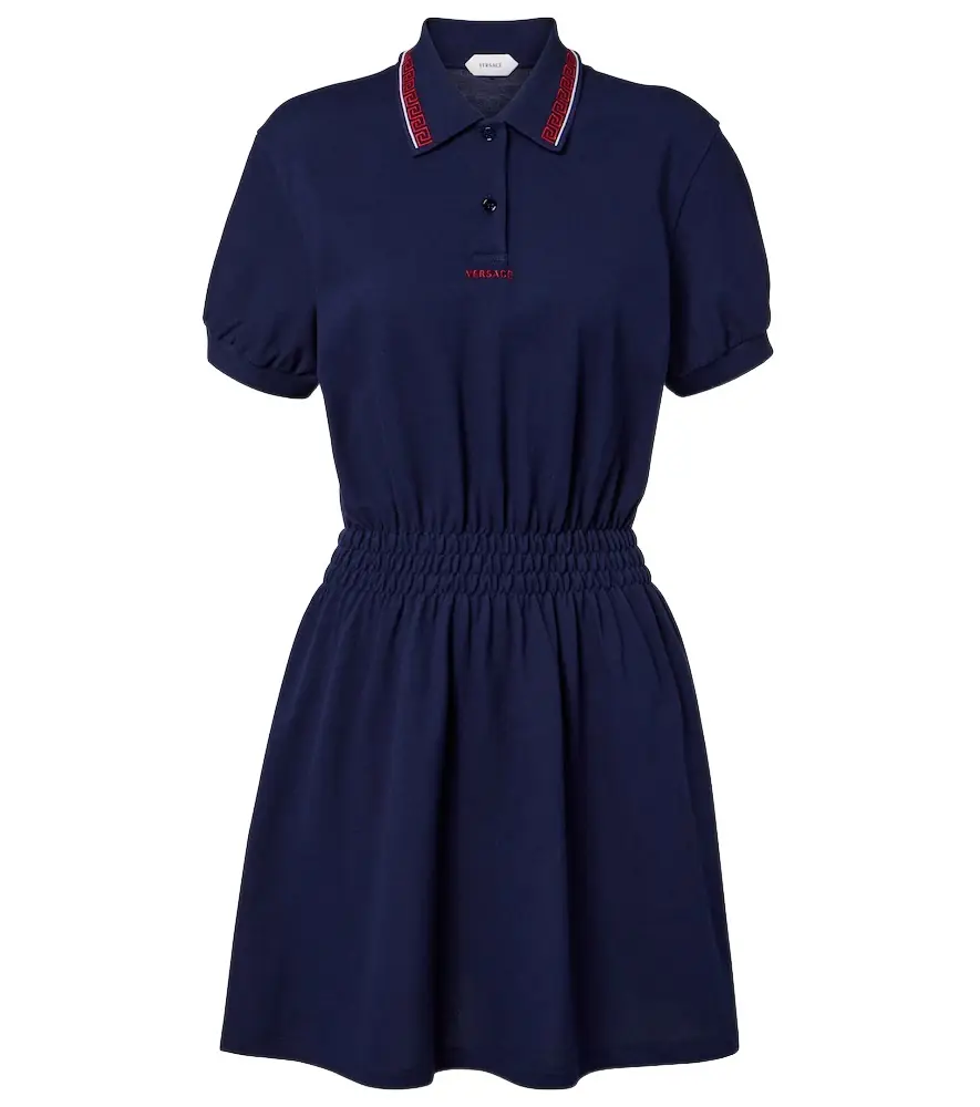 Versace Greca cotton piqué polo dress