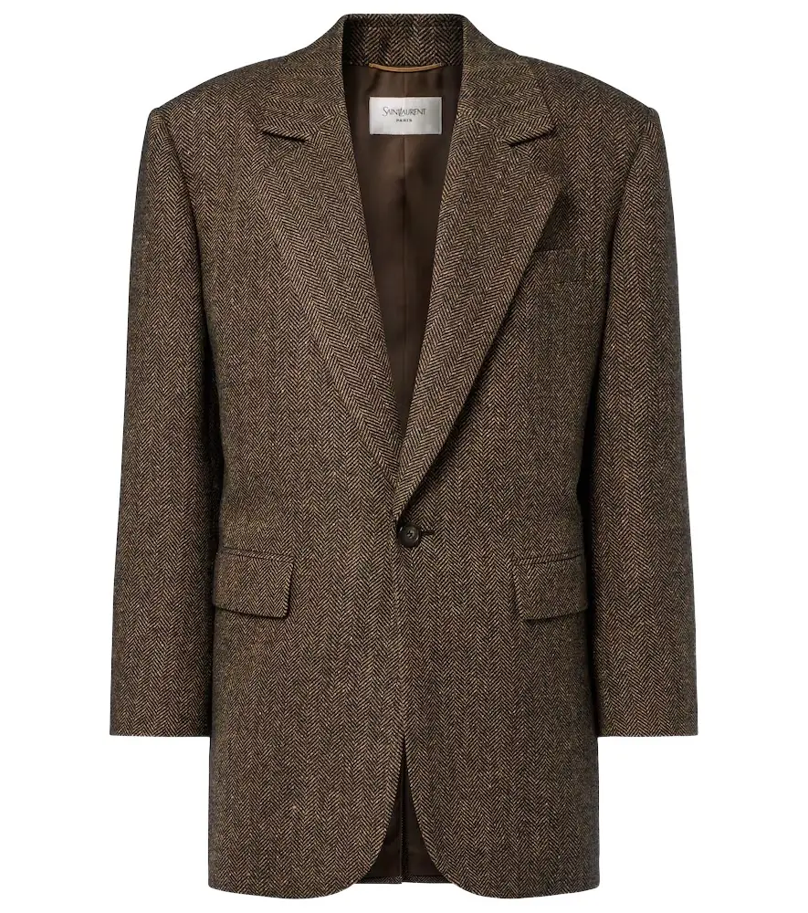 Saint Laurent Herringbone wool-blend blazer