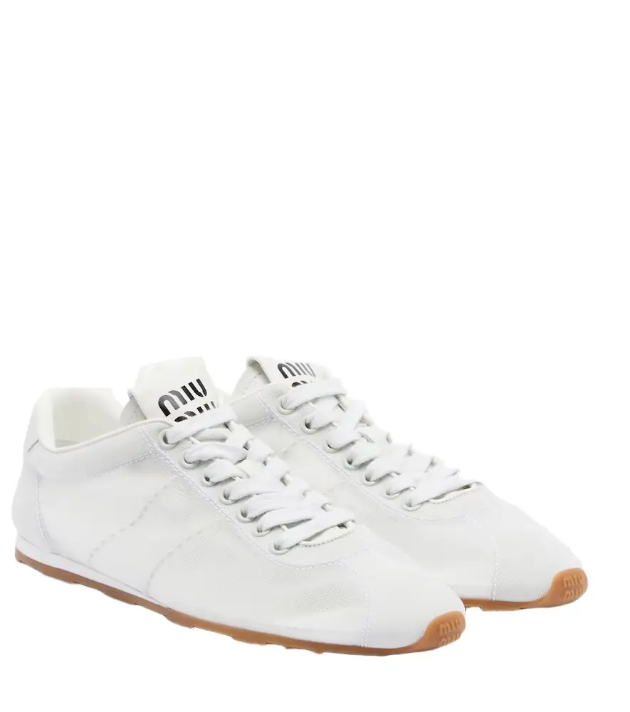 Miu Miu Plume leather-trimmed sneakers