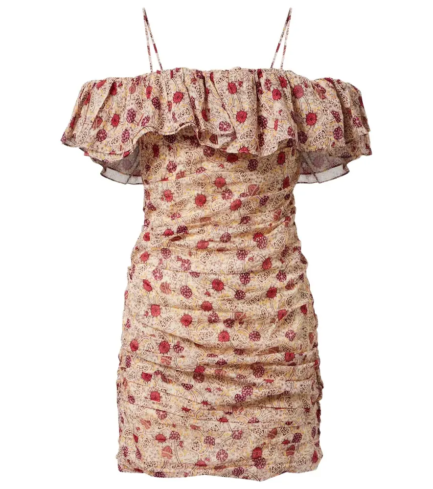 Marant Etoile Davilia off-shoulder ruched cotton minidress