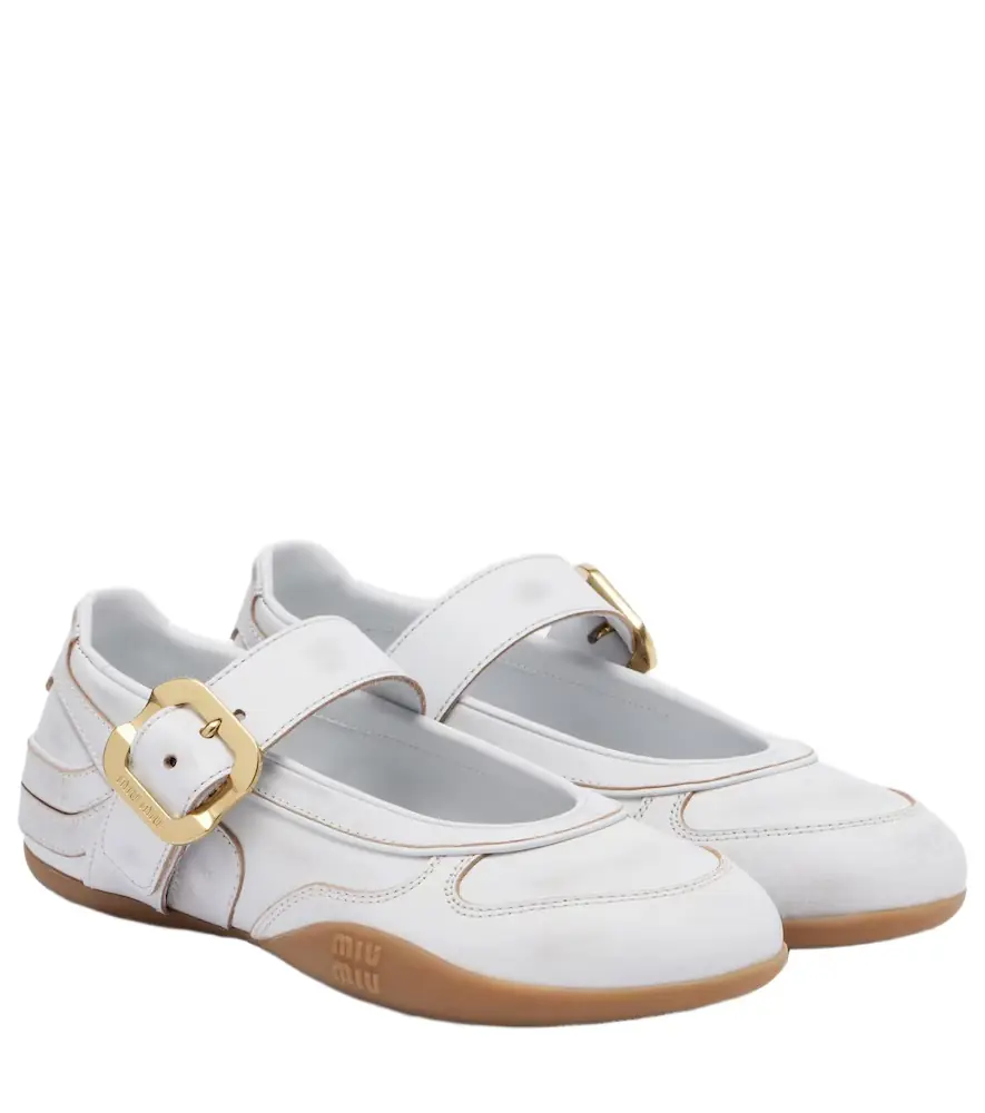 Miu Miu Gymnasium leather ballet flats