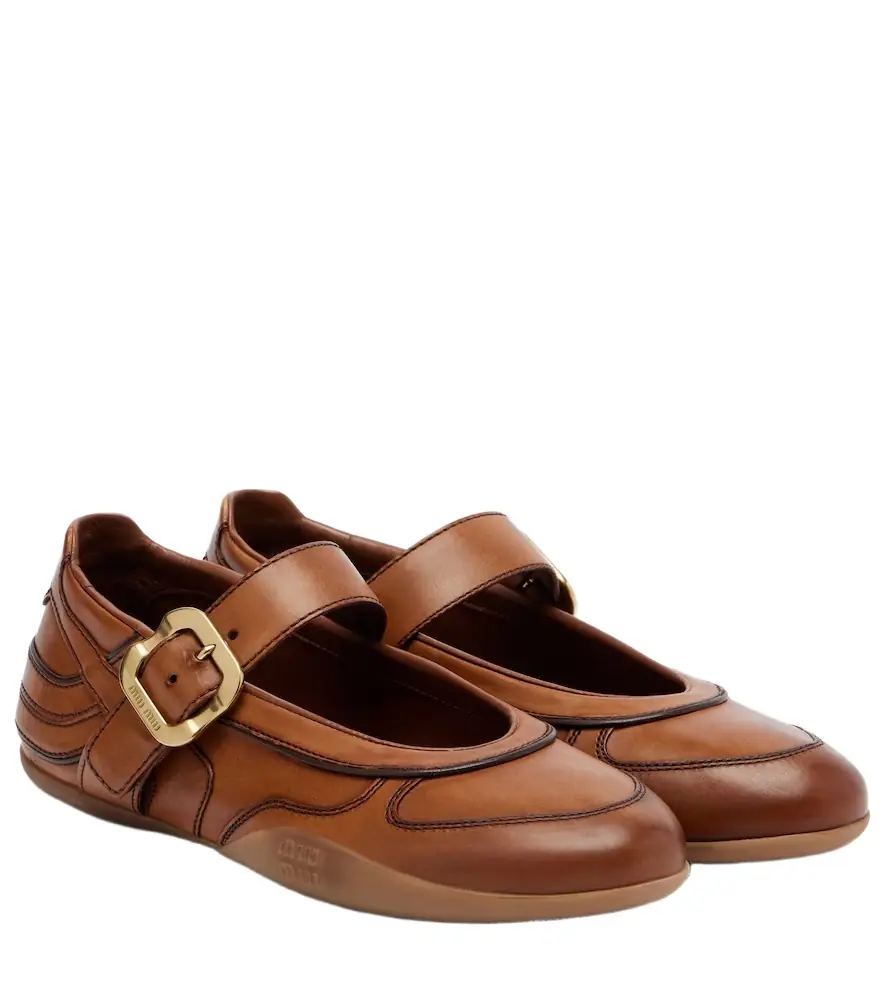 Miu Miu Gymnasium leather ballet flats - Women's Shoes