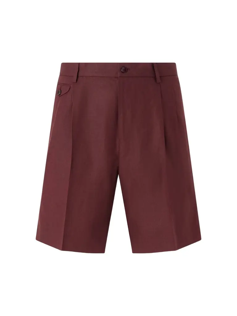 Dolce&Gabbana Maiolica Corallo Straight-Leg Pleated Linen Shorts - Men