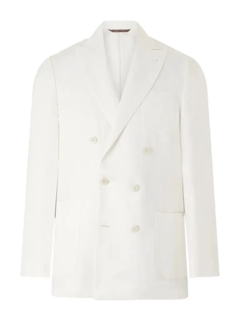 Canali Double-Breasted Linen and Silk-Blend Suit Jacket - Men