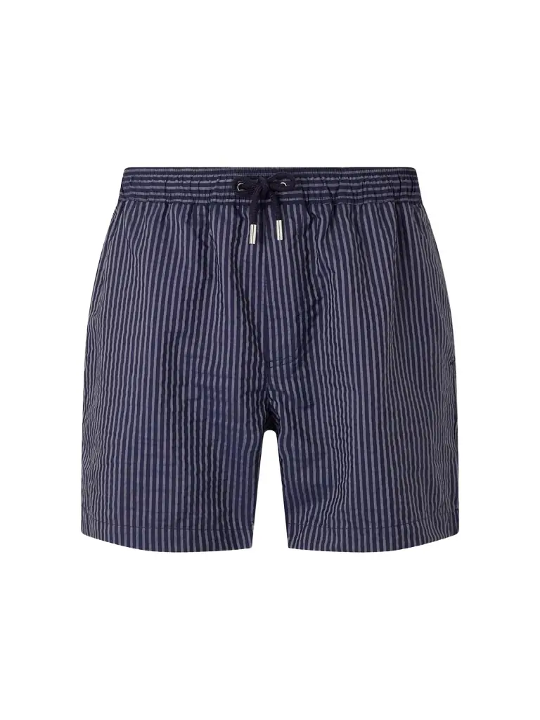 MR P. Navi Striped Straight-Leg Swim Shorts - Men