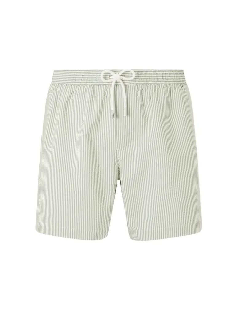 MR P. Oxford Striped Straight-Leg Mid-Length Swim Shorts - Men