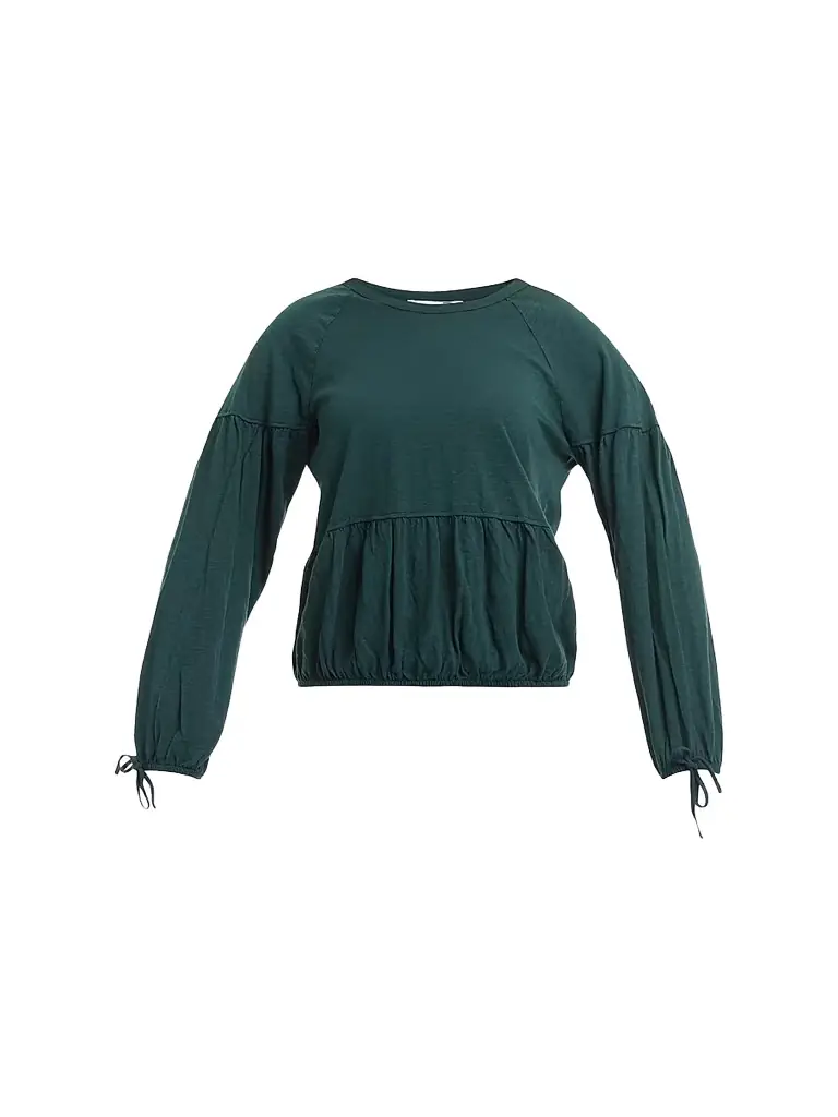 Wilt Women's Shirred Elastic Hem T-Shirt - Dark Green - Women's Clothing