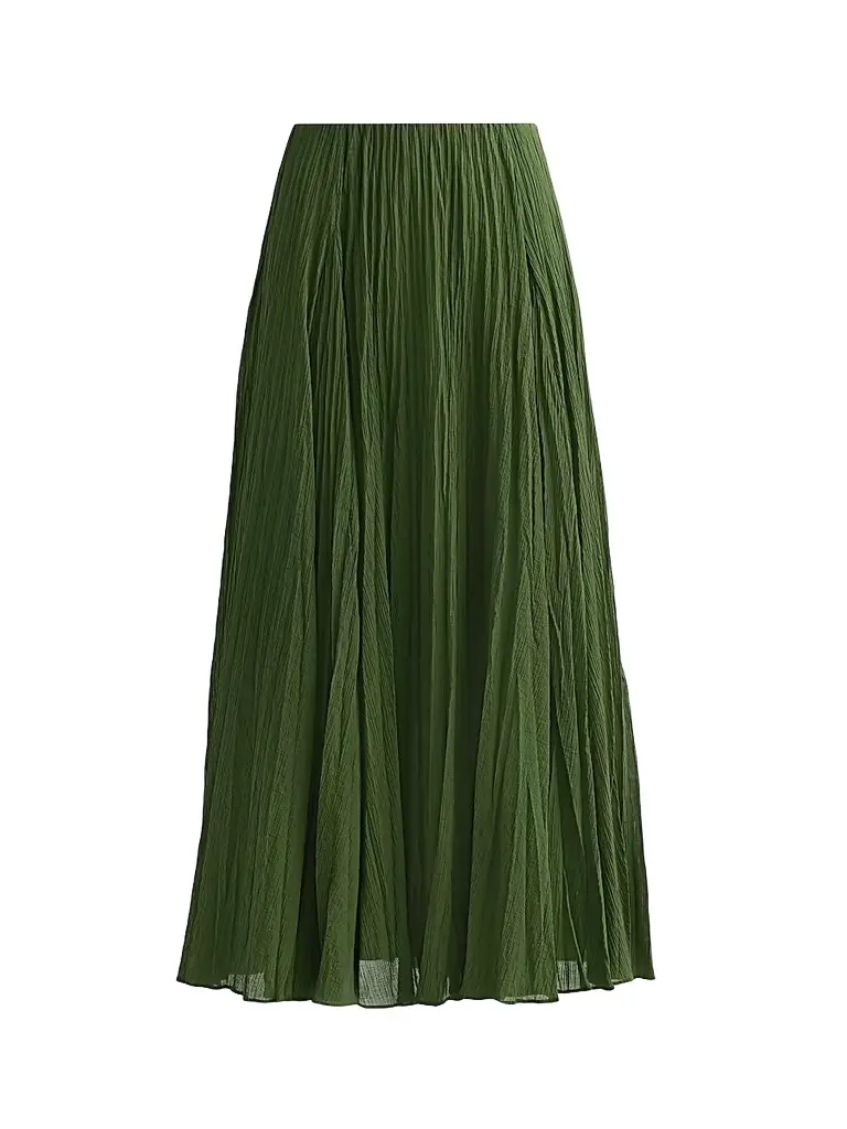 Vince Women's Crinkled Cotton-Blend Maxi Skirt - Herb
