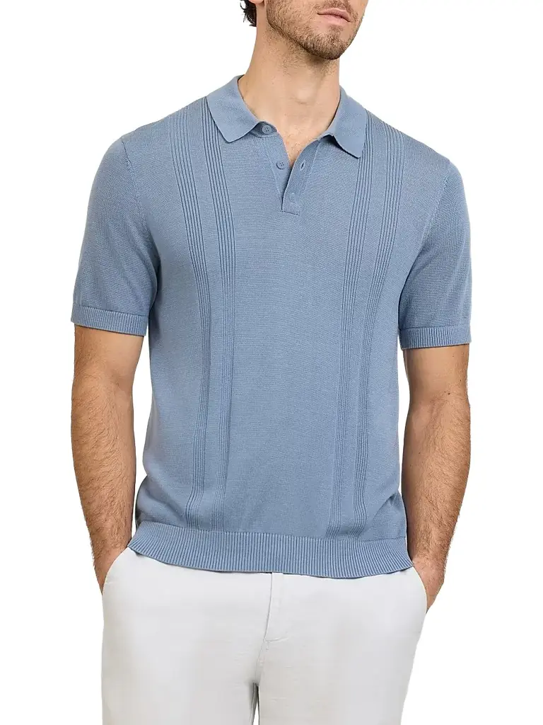 Onia Men's Rib-Knit Polo Shirt - Lagoon