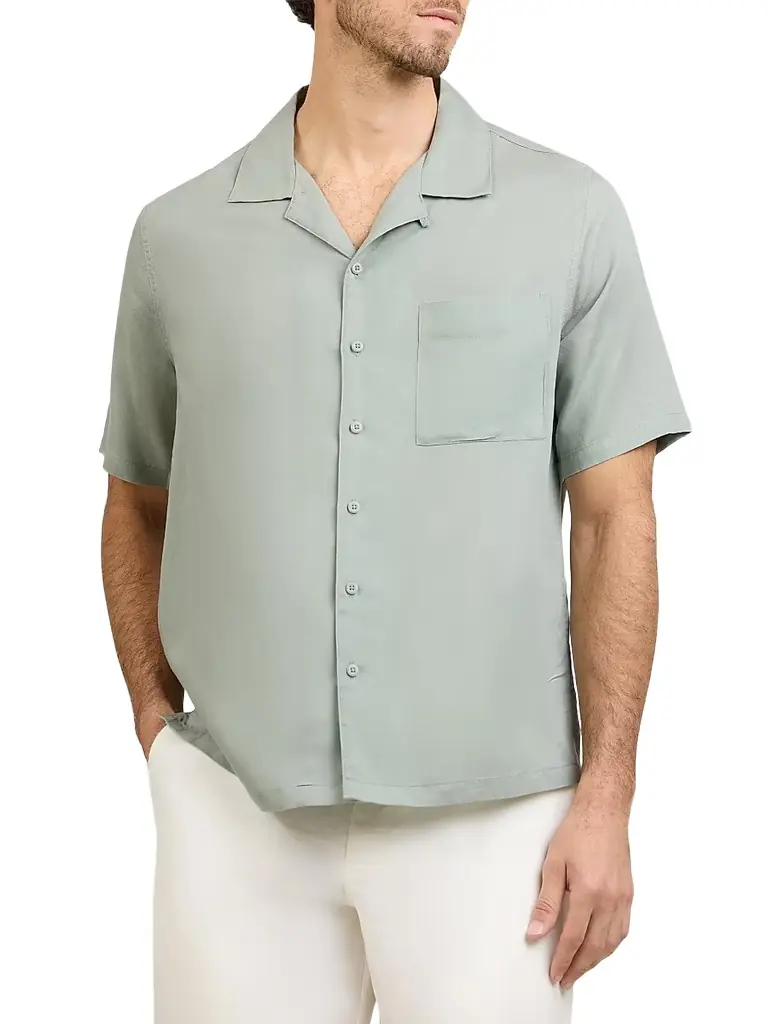 Onia Men's Air Linen-Blend Camp Shirt - Elm
