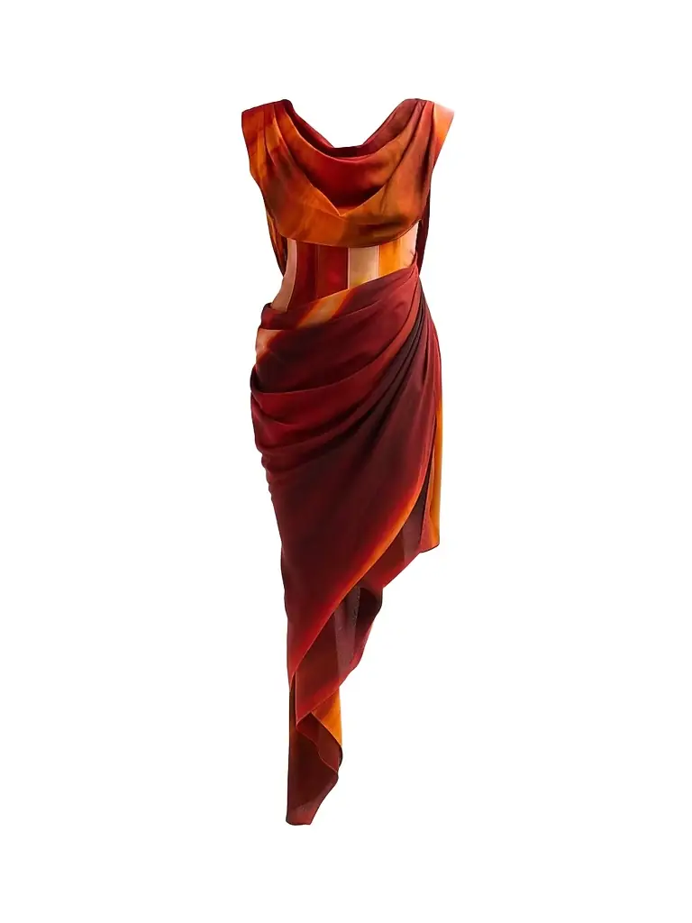 LaQuan Smith Women's Draped Asymmetric Corset-Style Midi-Dress - Women's Clothing