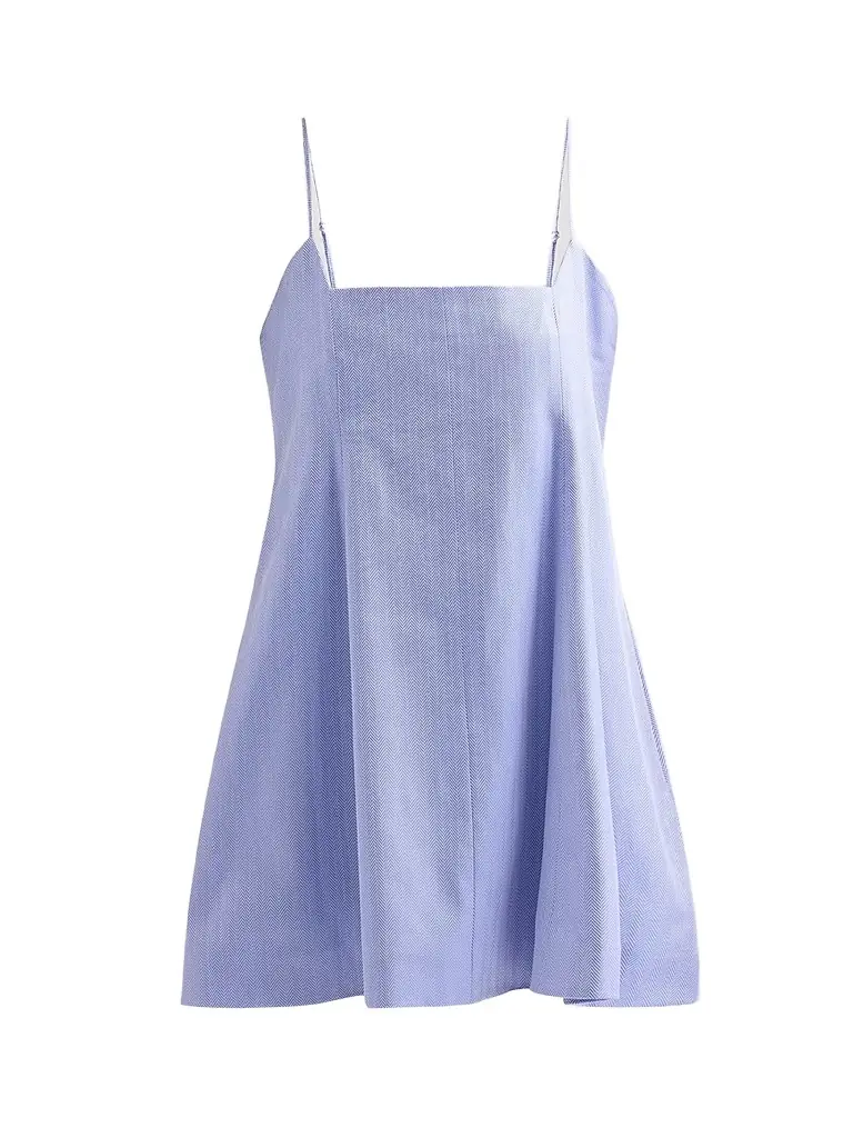Brandon Maxwell Women's The Zinnia Wool-Silk Trapeze Minidress - Herringbone