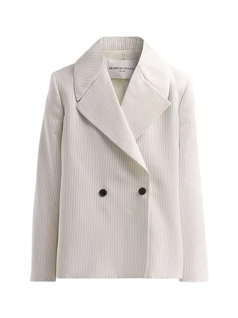 Brandon Maxwell Women's The Haven Trapeze-Fit Wool-Silk Blazer - Navy