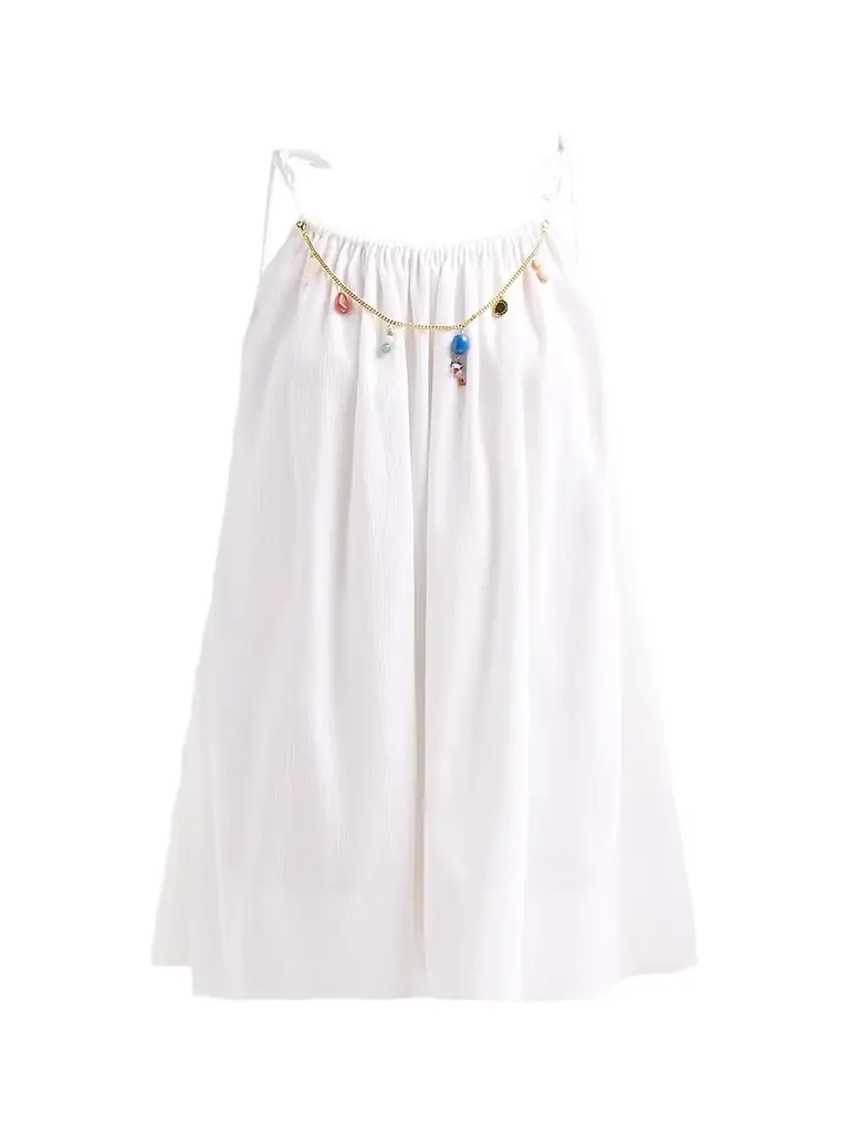 Stella McCartney Women's Bead-Embellished Cotton Crépon Mini Dress - White