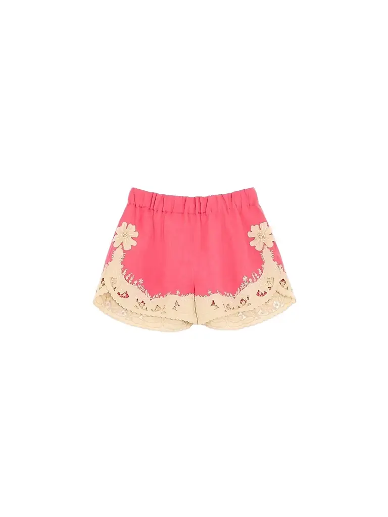 Valentino Garavani Women's Embroidered Couture Linen Shorts - Coral Beige