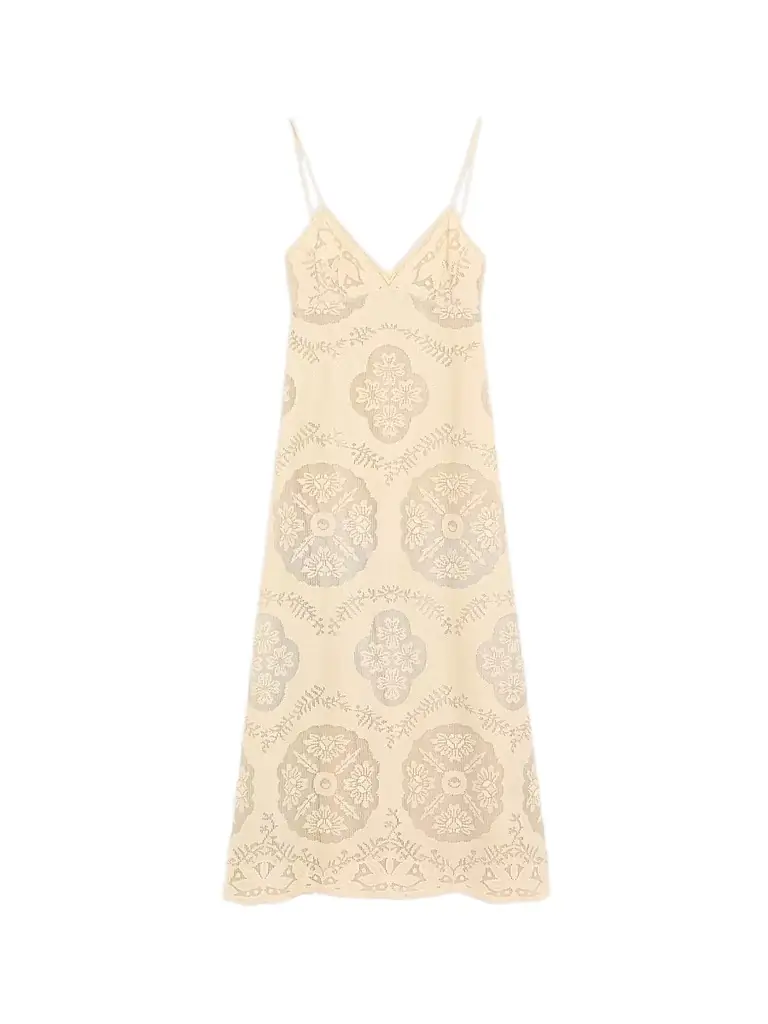 Valentino Garavani Women's Midi Dress in Floral Stamp Blanket - Ecru Silver