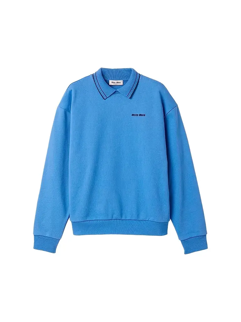 Miu Miu Women's Cotton Fleece Sweatshirt - Blue