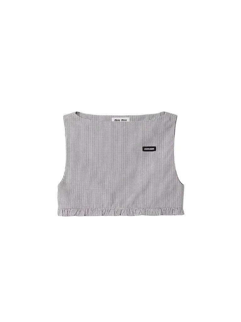 Miu Miu Women's Checked Poplin Crop Top