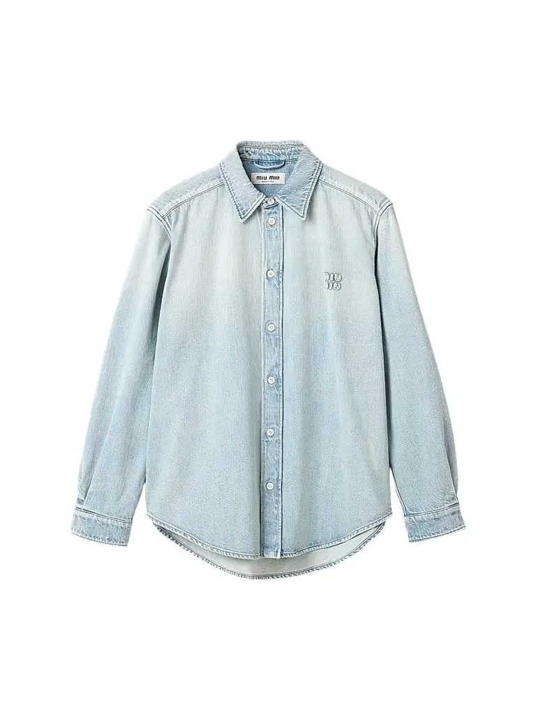 Miu Miu Women's Washed Denim Shirt - Blue