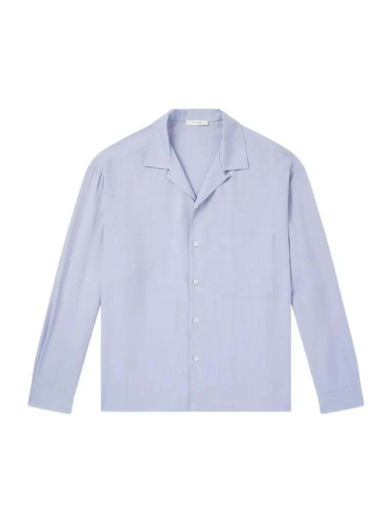 The Row Elijas Camp Collar Silk-Poplin Shirt