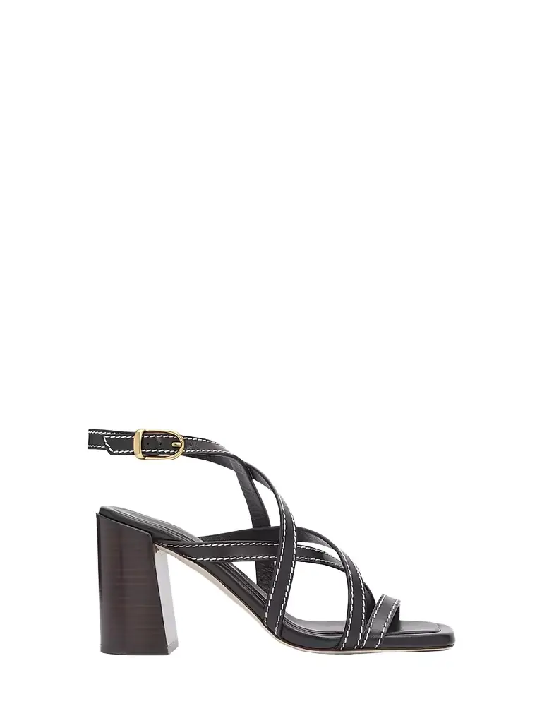 Stuart Weitzman Women's Park Block 85MM Leather Strappy Sandals - Black