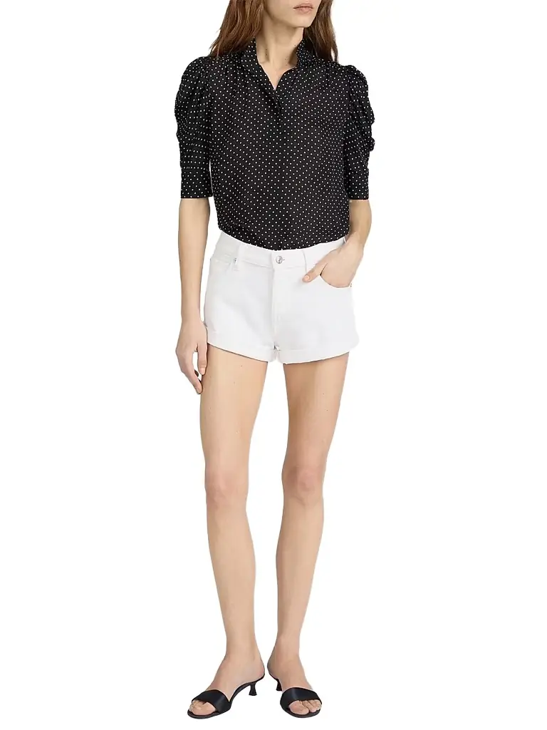 FRAME Women's The Gillian Pin Dot Silk Blouse - Black Multi