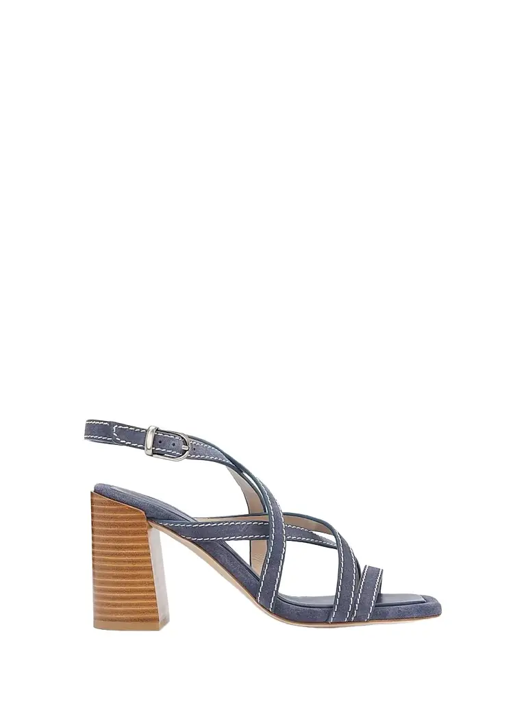 Stuart Weitzman Women's Park Block 85MM Suede Strappy Sandals - Blue