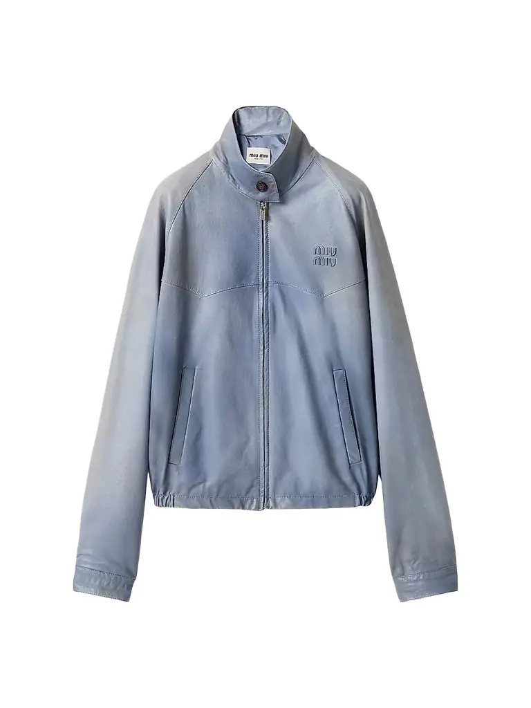 Miu Miu Women's Nappa Leather Jacket - Blue