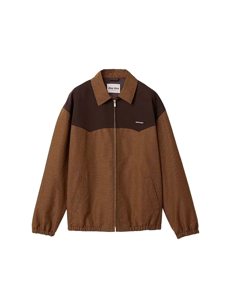Miu Miu Women's Gingham Check Blouson Jacket - Brown