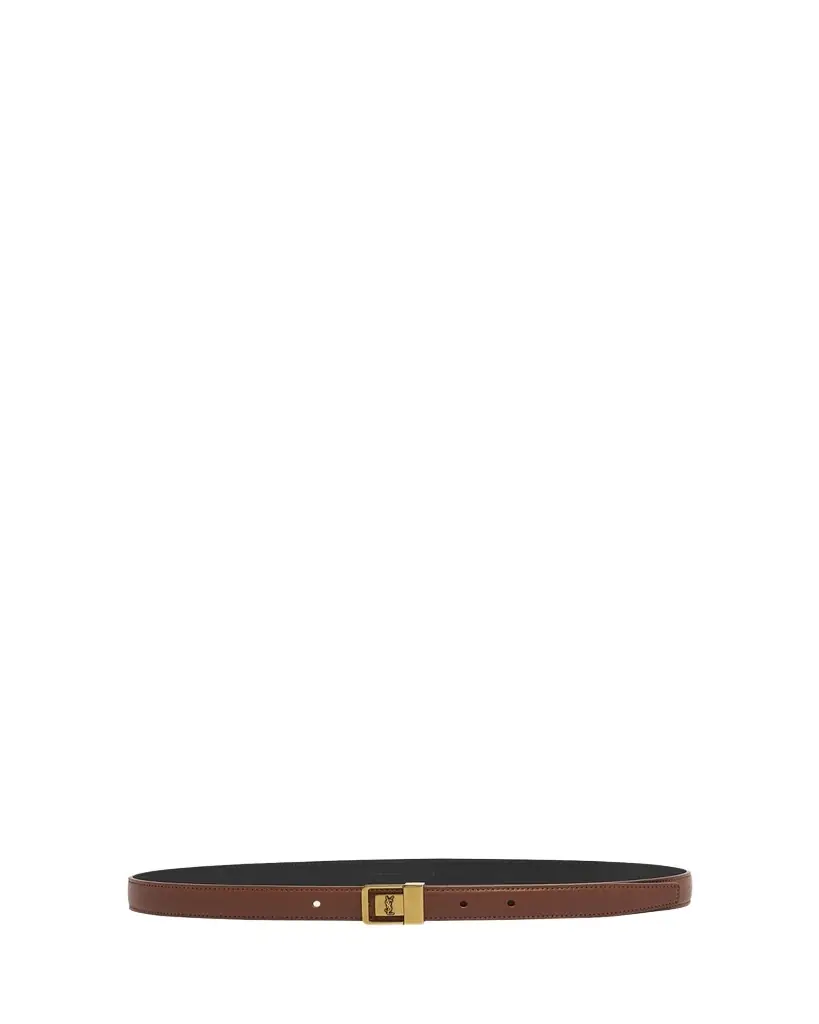Saint Laurent YSL Buckled Grainy Leather Belt
