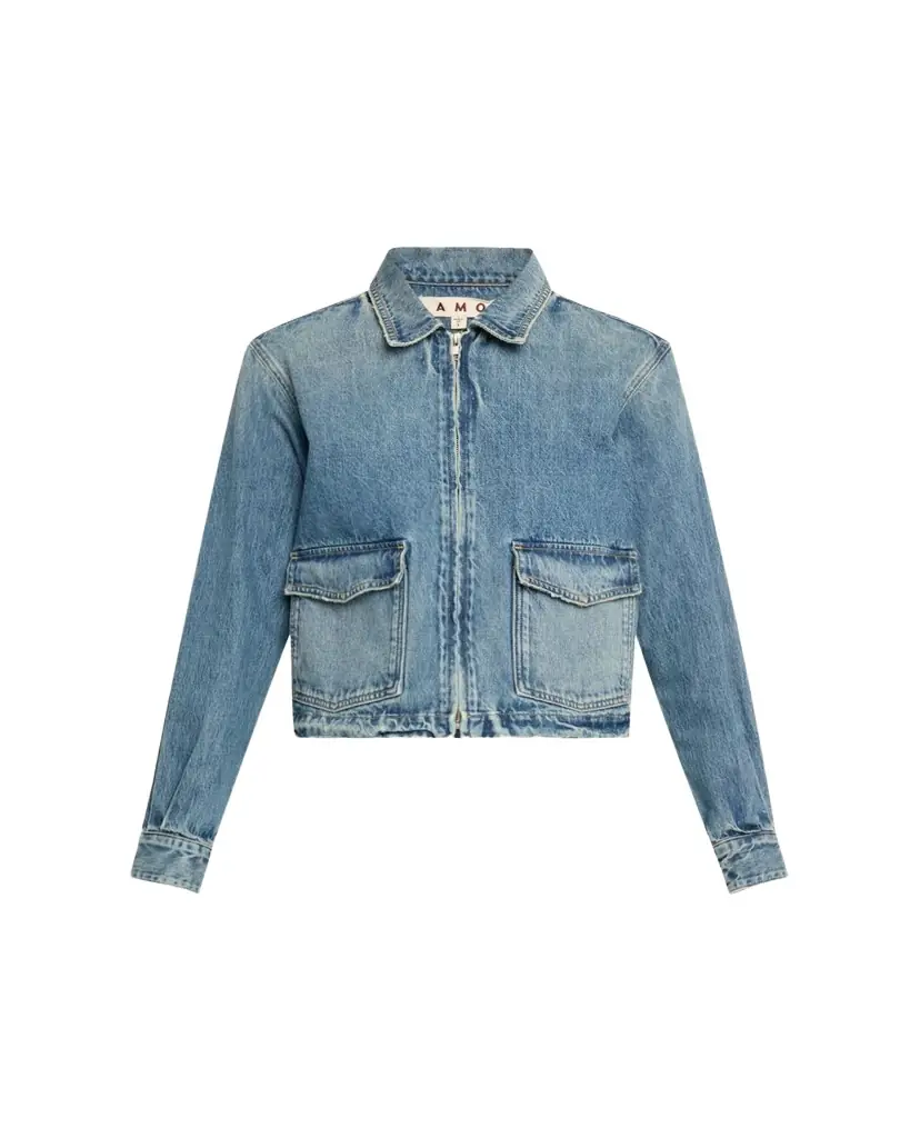 AMO Denim Sally Zip-Front Denim Jacket - Women's Clothing