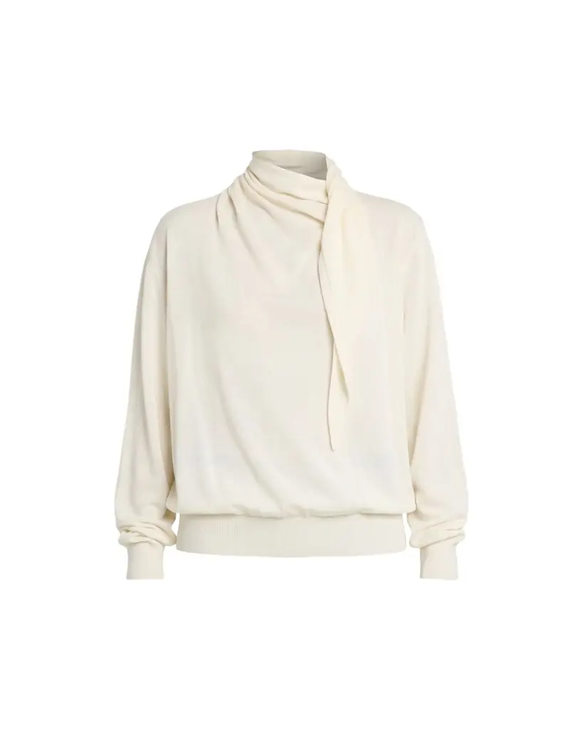 Jil Sander Draped Neck-Scarf Oversized Sweater