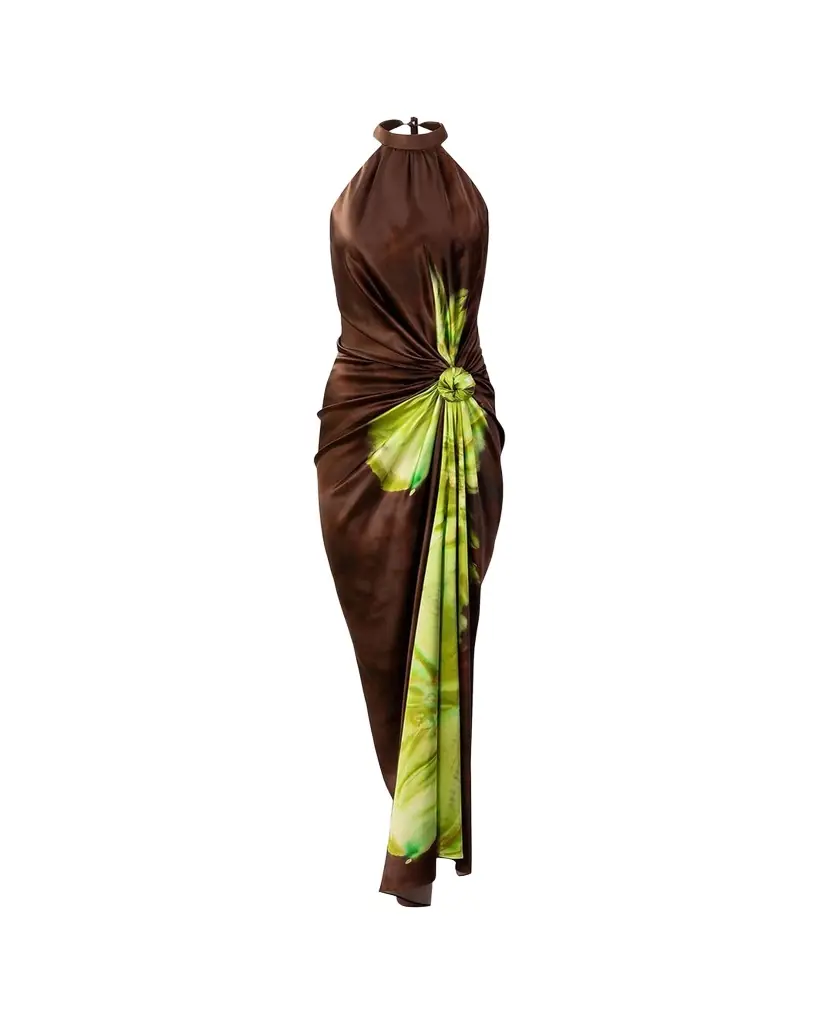 Silvia Tcherassi Tizziana Knotted Silk Halter Maxi Dress - Women's Clothing
