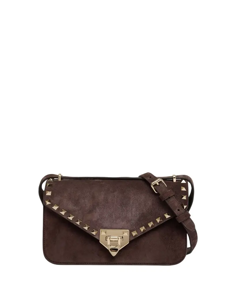 Valentino Garavani Rockstud Suede Shoulder Bag