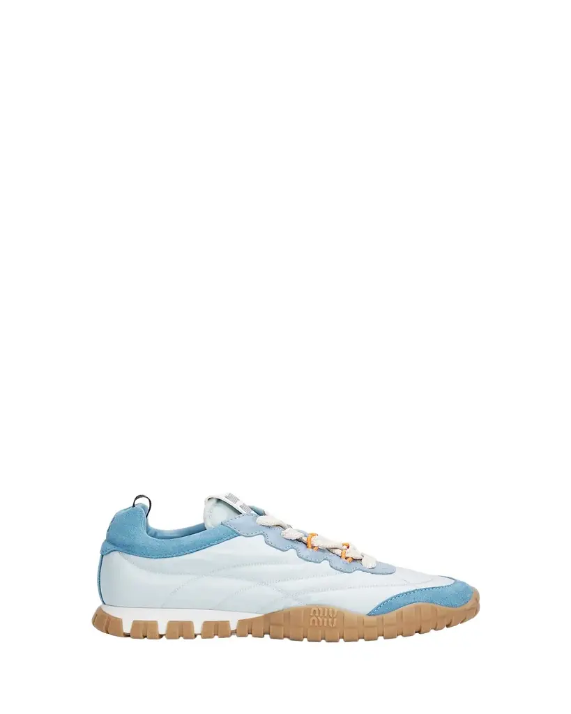 Miu Miu Technical Fabric and Suede Low-Top Sneakers
